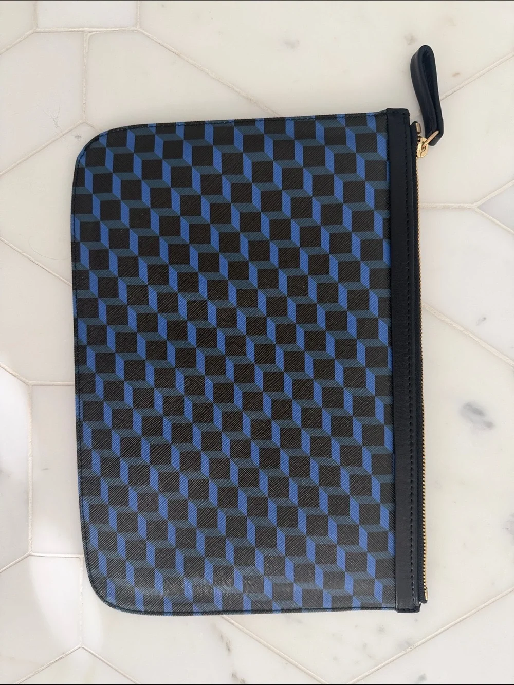 Pierre Hardy Blue and Black Geometric Zip Pouch